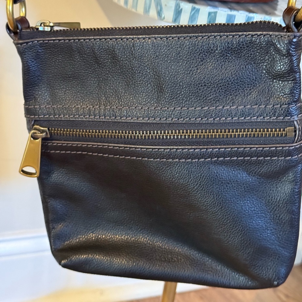 Universal Thread Dark Leather Black Crossbody Bag - image 2